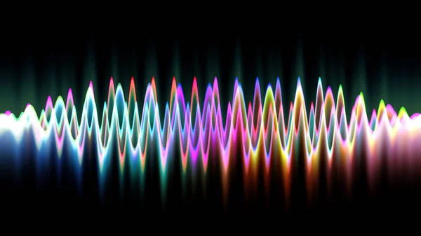 Linia Dźwiękowa Fala Wielokolorowa Muzyka Abstrakcyjne Tło Neonowe Światło Zakrzywione — Zdjęcie stockowe