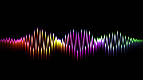 Ljudvåg Linje Flerfärgad Musik Abstrakt Bakgrund Neon Ljus Böjda Med — Stockfoto