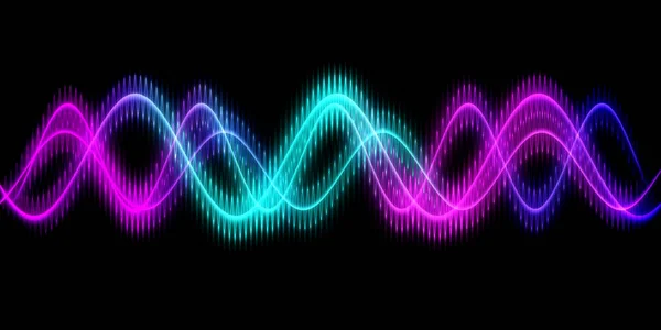 Linea Onda Sonora Sfondo Astratto Musica Multicolore Luce Neon Curva — Foto Stock