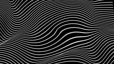 Siyah ve beyaz eğri dalga çizgisi soyut arkaplan.