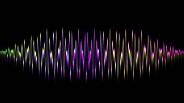 Ses dalgası çizgisi çok renkli müzik soyut arkaplan. Renkli grafik tasarımlı neon ışığı kıvrımlı.