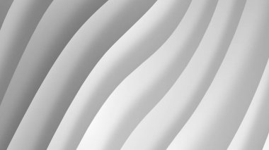 Beyaz gri eğimli geometrik soyut arkaplan. Zarif kıvrımlı çizgiler ve renk grafik tasarımlı şekil. 3d Hazırlama.