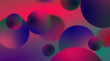 Grafik tasarımı için soyut toplar geometrik gradyan renk arkaplanı. 3d resimleme.
