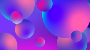 Grafik tasarımı için soyut toplar geometrik gradyan renk arkaplanı. 3d resimleme.