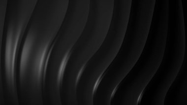 Siyah gri eğimli geometrik soyut arkaplan. Zarif kıvrımlı çizgiler ve renk grafik tasarımlı şekil. 3d Hazırlama