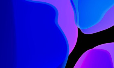 Siyah arkaplanda soyut geometrik sıvı mavi mor renk gradyanı. Duvar kağıdı tableti ve telefon için kullanılan moda tasarım grafikleri. Karanlık kip.