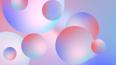 Grafik tasarımı için soyut toplar geometrik gradyan renk arkaplanı. 3d resimleme.