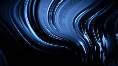 Soyut mavi metal dalgaların arka planında lüks dalgalar var. 3d illüstrasyon, 3d canlandırma.