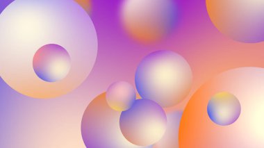 Grafik tasarımı için soyut toplar geometrik gradyan renk arkaplanı. 3d resimleme.