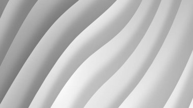 Beyaz gri eğimli geometrik soyut arkaplan. Zarif kıvrımlı çizgiler ve renk grafik tasarımlı şekil. 3d Hazırlama.
