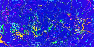 Soyut pembe sarı ve kırmızı çizgiler mavi arkaplanda dalgalı çizgiler. 