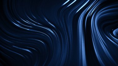 Soyut mavi metal dalgaların arka planında lüks dalgalar var. 3d illüstrasyon, 3d canlandırma.