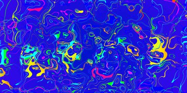 Soyut pembe sarı ve kırmızı çizgiler mavi arkaplanda dalgalı çizgiler. 