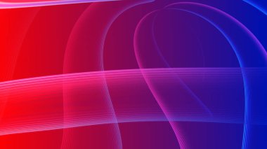 Soyut kırmızı mavi eğimli geometrik arkaplan. Neon ışığı kıvrımlı çizgiler ve renkli grafik tasarımlı şekiller. konsept tasarım teknolojisi arka planı için alanı olan.