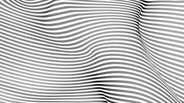 Siyah ve beyaz eğri dalga çizgisi soyut arkaplan.