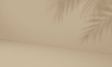 Boş palmiye rengi kahverengi desenli çimento duvar arkaplanı. İnternetteki satışta organik kozmetik ürünlerin sunumu için kullanılır. Minimum konseptle yaz tropik plajı.