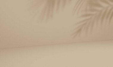 Boş palmiye rengi kahverengi desenli çimento duvar arkaplanı. İnternetteki satışta organik kozmetik ürünlerin sunumu için kullanılır. Minimum konseptle yaz tropik plajı.