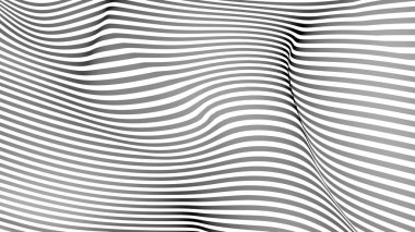 Siyah ve beyaz eğri dalga çizgisi soyut arkaplan.