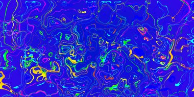 Soyut pembe sarı ve kırmızı çizgiler mavi arkaplanda dalgalı çizgiler. 