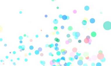 Soyut renkli çemberler arka planda 3D çizimler. Noktalar renkli.