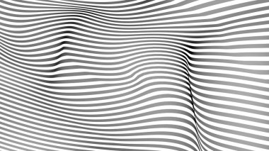 Siyah ve beyaz eğri dalga çizgisi soyut arkaplan.