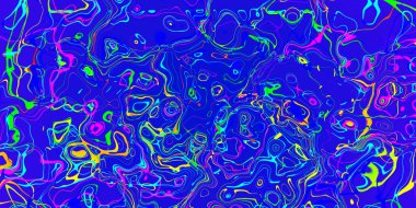 Soyut pembe sarı ve kırmızı çizgiler mavi arkaplanda dalgalı çizgiler. 