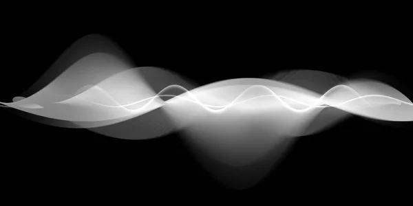 Abstract Sound Waves White Isolated Black Background App Voice Design — Stock Photo, Image