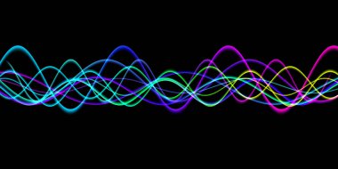 Ses dalgası çizgileri illüstrasyonu. Gökkuşağı gradyan hareketi soyut arkaplan.