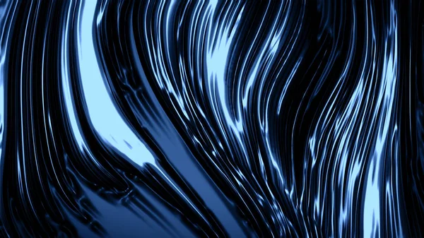 Soyut mavi metal dalgaların arka planında lüks dalgalar var. 3d illüstrasyon, 3d canlandırma.