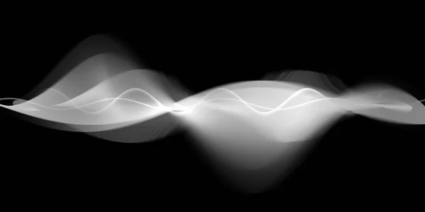 Abstraktní Zvukové Vlny Bílé Izolované Černém Pozadí Pro Hlasový Design — Stock fotografie