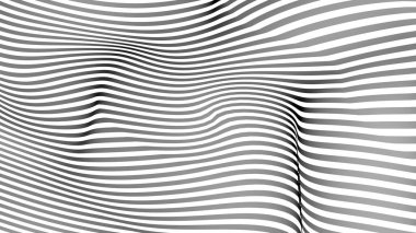 Siyah ve beyaz eğri dalga çizgisi soyut arkaplan.