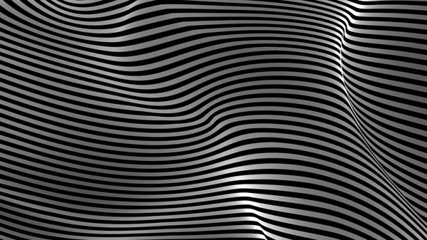 黑白曲线波线抽象背景 — 图库照片