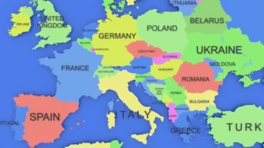 3D bir Dünya haritası Avrupa 'yı İsviçre' ye taşıyor. 3 Boyutlu resimleme.