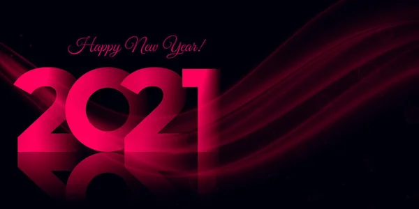 Boldog Évet 2021 Üdvözlőkártya Rózsaszín Hullám Háttér — Stock Fotó