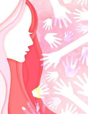 Bir kadın tebrik kartını destekle