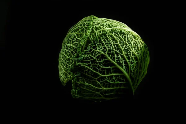 Φρέσκο Πράσινο Λάχανο Μαύρο Φόντο — Φωτογραφία Αρχείου