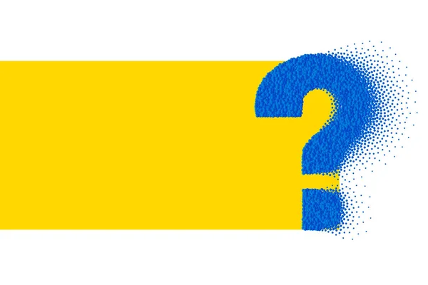 Blue Grain Textured Question Mark Right Side Yellow Background — Stock Photo, Image