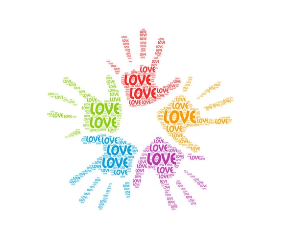 Handprints Colorful Hands Filled Word Art — Photo