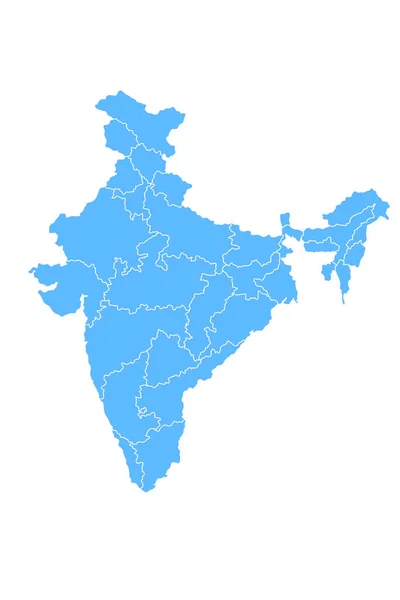 Blue Colored Map India White Background — Photo