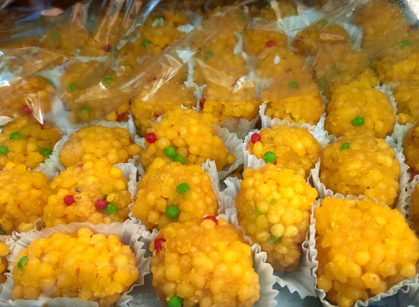 Indian Sweets Called Motichoor Laddu — Fotografia de Stock