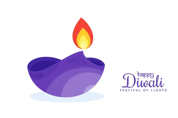 Happy Diwali greetings Card with Diya - an illustration of Indian Diya
