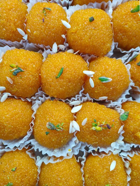 Indian Sweets Called Motichoor Laddu — Fotografia de Stock