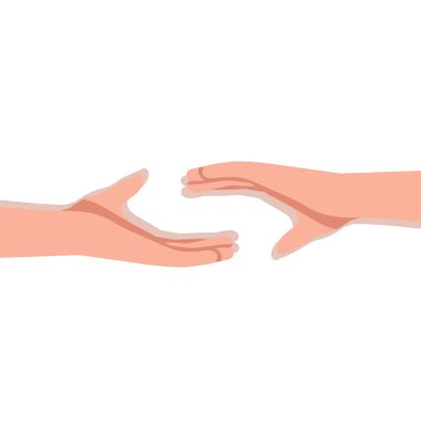 Beyaz arka planda iki elin dışında.