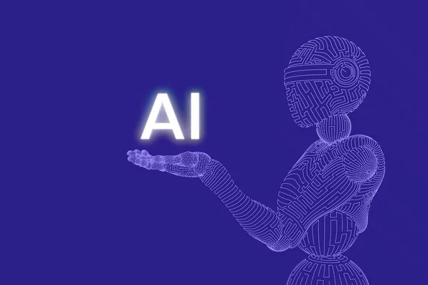 Inteligencia Artificial Robot Que Sostiene Texto —  Fotos de Stock