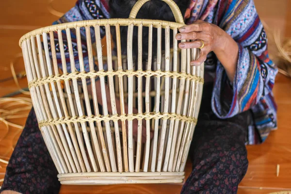 Rattan Weave Striped Baskets — Stock Photo, Image