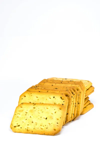Biscoito com sementes de gergelim branco sobre fundo branco — Fotografia de Stock