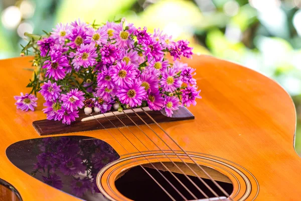 Guitar and flower — Stock Photo, Image