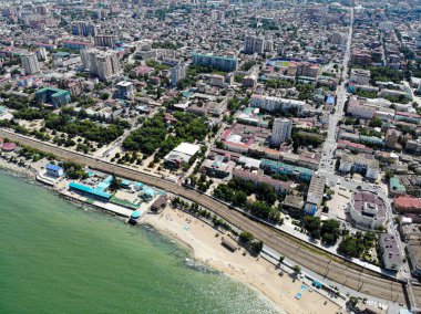 Makhachkala, view of the beach and city center clipart