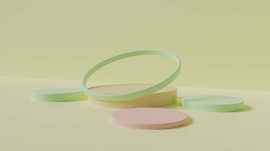 Ürün gösterimi için podyum ile 3D görüntüleme en düşük arkaplan, geometrik sahne.