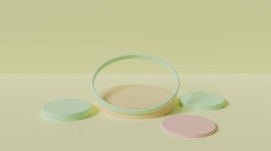 Ürün gösterimi için podyum ile 3D görüntüleme en düşük arkaplan, geometrik sahne.